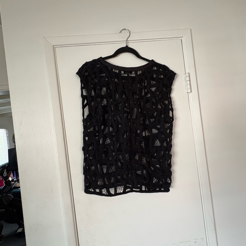 IRO Black Geometric Mesh Olpen Sleeveless Top Size S - Picture 5 of 7